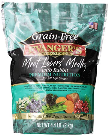 Evanger'S 776604 Grain Free Meat Lover'S Medley With Rabbit Dry Cat Food, 4.4-Pound