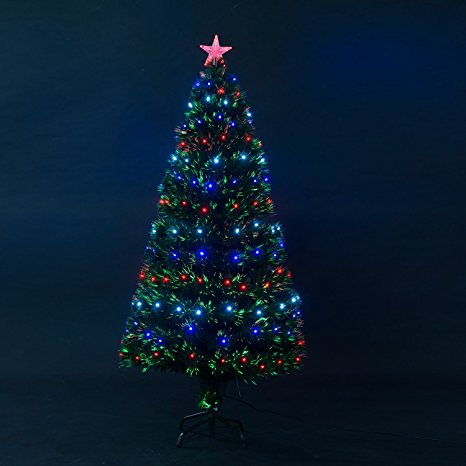 7' Artificial Holiday Fiber Optic / LED Light Up Christmas Tree w/ 8 Light Settings