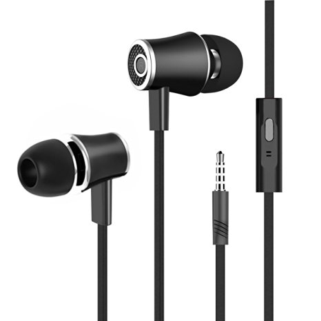 Santeck(TM) In-Ear Headphones with Stereo Mic & Remote Control for iPhone iPod iPad Smartphones - Black