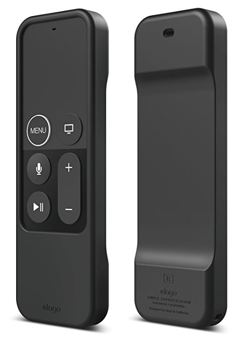 elago R1 Intelli Case [BLACK]-[MAGNET TECHNOLOGY][HEAVY SHOCK ABSORPTION][LANYARD INCLUDED] for apple TV Remote