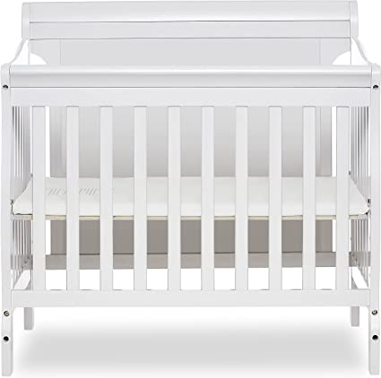 Dream On Me Alice 3-in-1 Full Panel Convertible Mini Crib, White, Greenguard Gold Certified