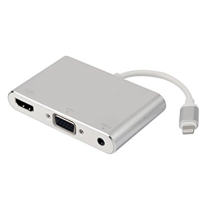 Lightning to HDMI VGA AV Adapter Converter, TESSIN 4 in 1 Plug and Play 1080P Lightning Digital AV Adapter for iPhone iPad iPod to Mirror on HDTV Projector Monitor
