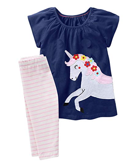 Fiream Girls Cotton Cute Print Long Sleeve Clothing Set Blue