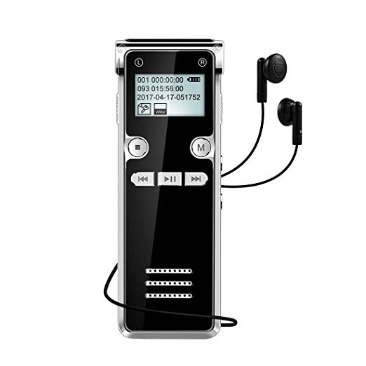 Digital Recorder, Jsbaby 8GB Audio Voice Recorder Dual Microphone MP3 Player, USB Recharging Recorder Meetings, Classes, lectures, Interviews