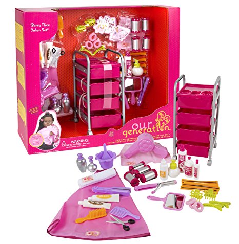 Our Generation Berry Nice Salon Set with 48 Accessories for 18-Inch Dolls