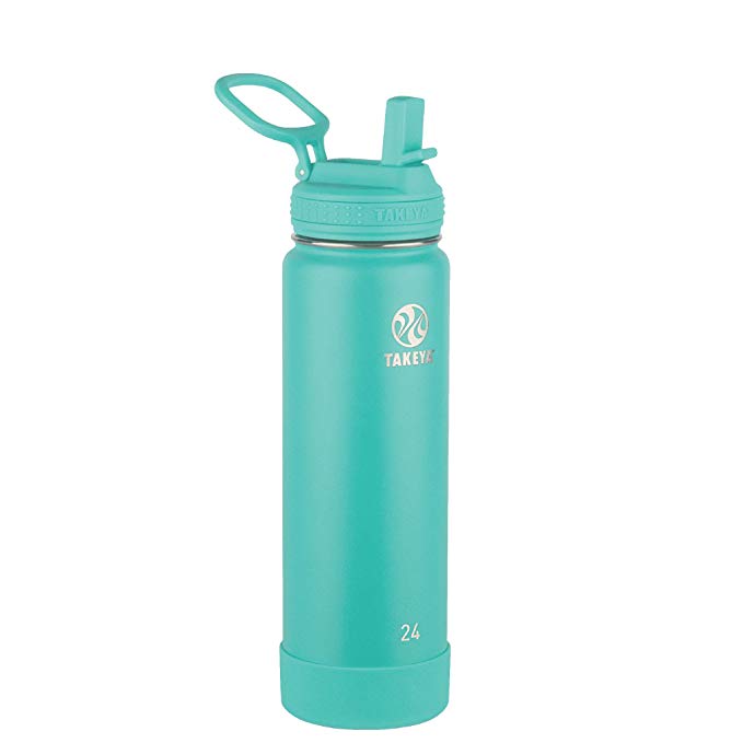 Takeya 51223 Actives Insulated Stainless Steel Bottle w/Straw Lid, 24oz Teal