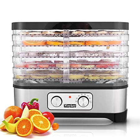 Food Dehydrator Machine for Jerky Meat Fruit Vegetable Beef, BPA Free, Digital Timer Temperature Control 250W (5 Trays, Black Timer)