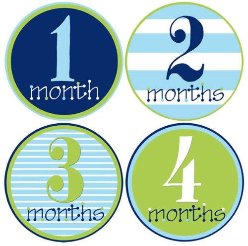 Mumsy Goose Baby Boy Monthly Stickers 1-12 Months Boy Bodysuit Stickers Newborn Photo Prop Nautical Boy Month Pictures