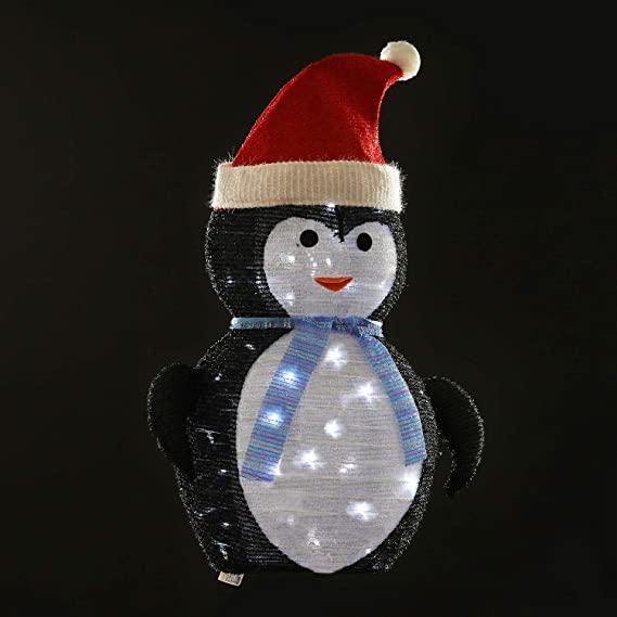 KPROE Portable Pre-Lit LED Lighted Battery Operated Penguin Christmas Lawn Decoration Indoor Outdoor Holiday 27.5 Inches
