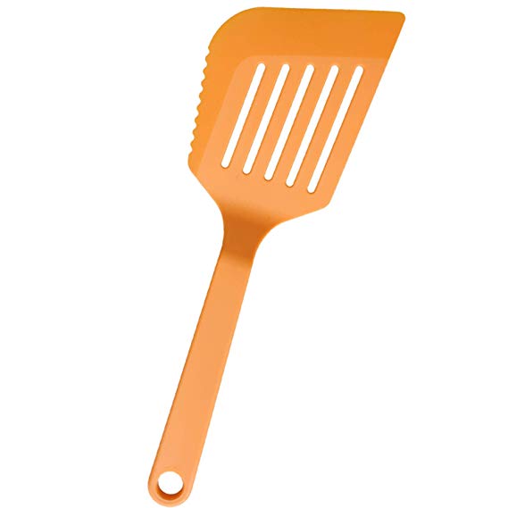 Nylon Fish Spatula for Non Stick Cookware Plastic Slotted Turner with Serrated Edge. Flexible Large Flipper for Pancake Burgers Egg. Heat Resistant Kitchen Spatulas Best Cooking Utensil Tool - TWICHAN