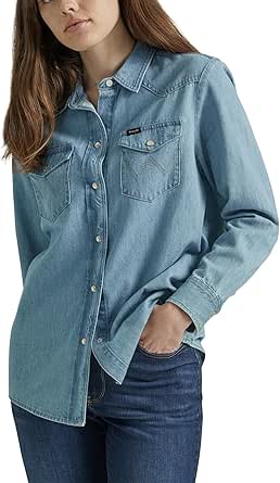 Wrangler Women's Boyfriend Denim Snap Closure Shirt