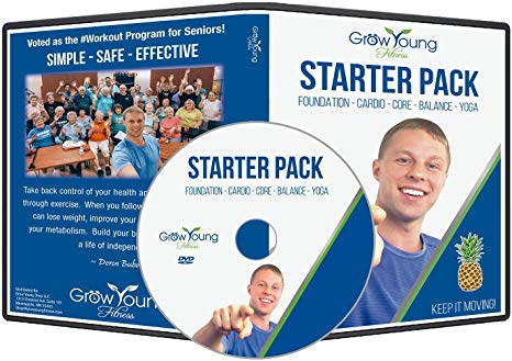 Grow Young Fitness Chair Exercises for Seniors - Starter Pack DVD Foundation - Cardio - Core - Balance - Yoga - Easy Safe Effective Workout DVD for Elderly