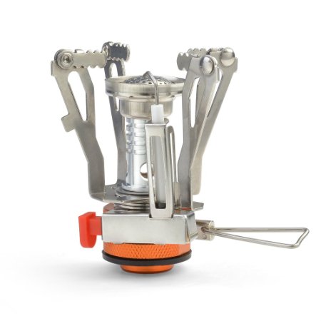 ODOLAND Camping Stove - Backpacking Gear, Collapsible Portable Outdoor Camping Gear, Propane Gas Burner with Electronic Ignition for Camping, Hiking, Hunting Outdoor Activities