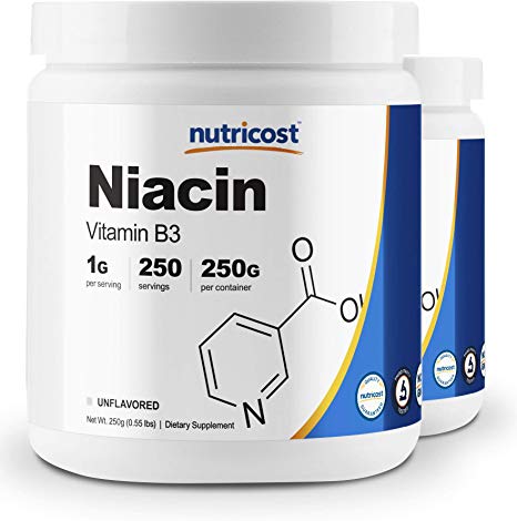 Nutricost Niacin Vitamin B3 Powder 250G (2 Pack) - 500 Grams - 1G Per Serving - Pure, High Quality Powder