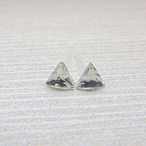 6mm Triangle Rhinestone Earrings on Hypoallergenic Plastic Posts for Metal Sensitive Ears