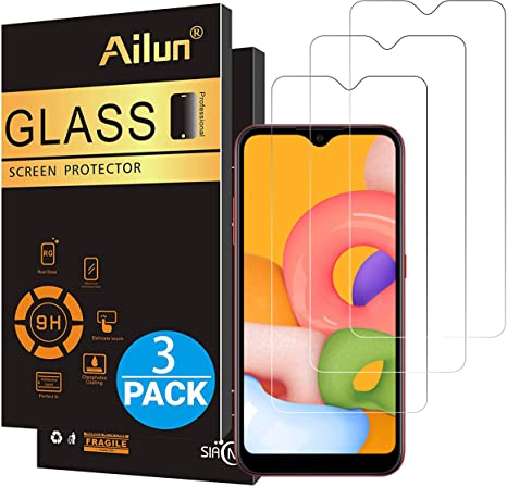 Ailun Screen Protector for Galaxy A01/M01 3 Pack Tempered Glass Ultra Clear Anti-Scratch Case Friendly