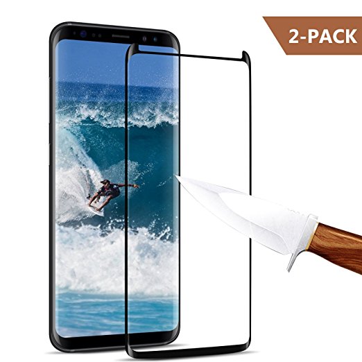 [2-Pack] Galaxy S8 Screen Protector, JEHOO Tempered Glass Screen Protector [9H Hardness][Anti-Scratch][Anti-Bubble][3D Curved] [High Definition] [Ultra Clear] for Samsung Galaxy S8