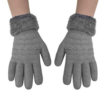 Peach Couture Classic Cable Knit Plush Fleece Lined Double Layer Winter Gloves