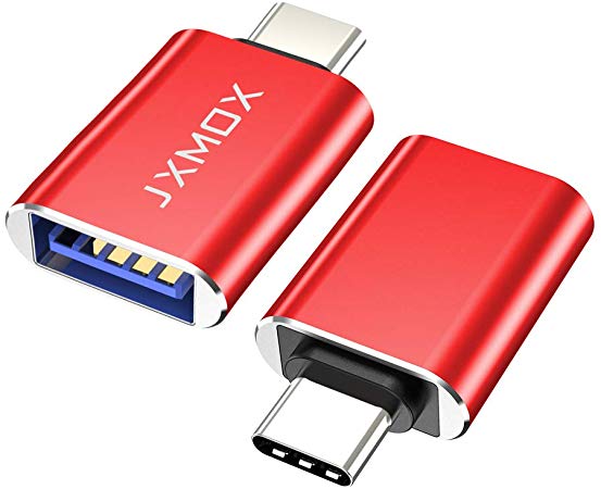 USB C to USB Adapter [2-Pack], Thunderbolt 3 to USB 3.0 OTG Adapter Compatible MacBook Pro,Chromebook,Pixelbook,Microsoft Surface Go,Galaxy S8 S9 S10 Plus,Note 8 9,LG V35 G7 G6 Thinq,Pixel 2 3(Red)