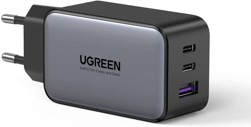 UGREEN 65W USB C Ladegerät USB C Netzteil 3-Port Charger PD ladegerät mit PPS GaN Tech kompatibel mit MacBook Pro, MacBook Air, iPhone 13 Pro, iPhone 12, iPad Pro, Dell XPS 15, Galaxy S21, S20 usw.