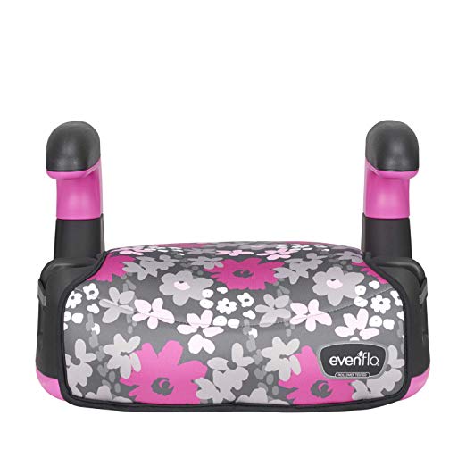 Evenflo Big Kid AMP No Back Booster Car Seat, Pink Flowers