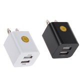 2PK Dual Port USB Wall Adapter for iPhone 6S 6 Plus and Samsung S5 S6 -BlkWte
