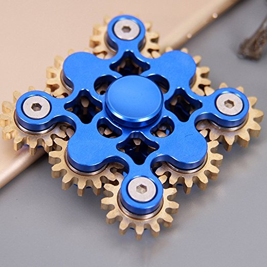 Spinner Fidget 9 Gear Finger Spinner Blue Metal Hand Spinner Toy EDC Focus ADHD Stress Reducer High Speed Ultra Durable Small Bearings Relief Desk Toy for Fidgeting, Kids,Adult,Anxiety,Killing Time