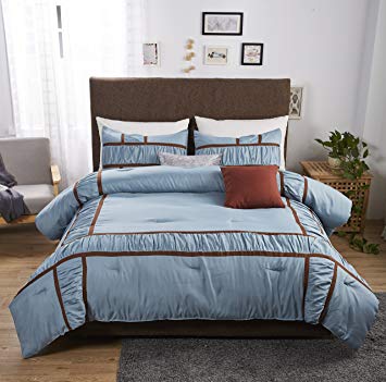 Felicite Home 3 Piece Oversized Duvet Cover Set,Egyptian Quality Luxury Super Soft Wrinkle Free Duvet Quilt,Blue,Kayla,King