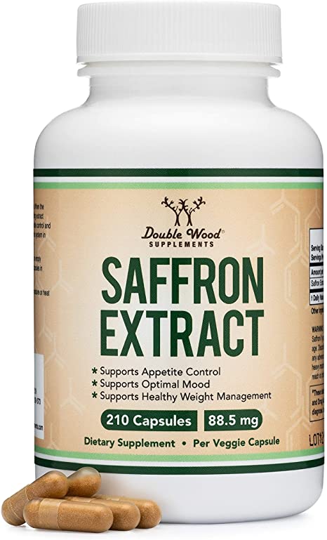 Saffron Supplement - Saffron Extract 88.5mg Capsules (210 Count) for Eyes, Retina, and Lens Health (Appetite Suppressant for Healthy Weight Management) by Double Wood Supplements