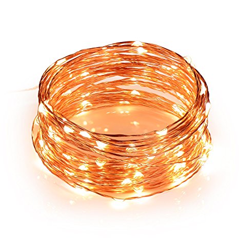 Toplus USB LED String Lights Waterproof 100 Leds 33ft Starry String Lights Copper Wire Lights for Bedroom, Patio Garden, Party, Wedding, Christmas Decorative Lights (Warm White)