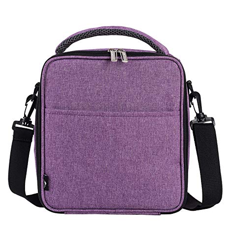 E-manis Insulated Lunch Bag Lunch Box Cooler Bag with Shoulder Strap for Men Women Kids (purple)