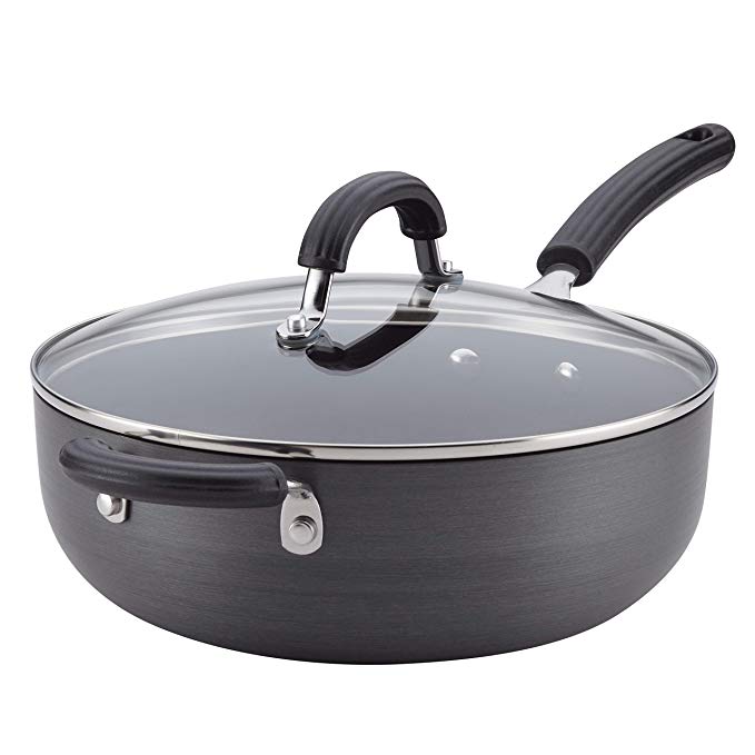 Circulon 84208 Promotional Hard Anodized Nonstick Fry Saute Pan/Chefpan with Lid, 4 Quart, Black