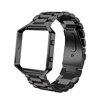 Fitbit Blaze Band, Vteyes Stainless Steel Link Bracelet Watchband with Metal Frame Wrist Strap Band For Fitbit Blaze Smart Watch