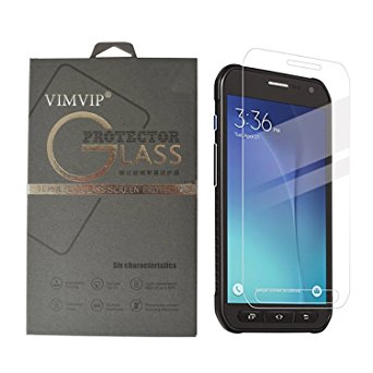 Samsung Galaxy S6 Active Glass Screen Protector,VIMVIP Samsung Galaxy S6 Active 0.3mm Ultra Thin 9H Hardness 2.5D Round Edge Tempered Glass Screen Protector LCD HD Premium (S6 Active)