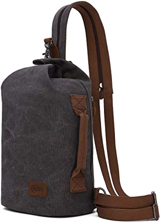 Canvas Sling Bag - Small Crossbody Backpack Shoulder Casual Daypack Rucksack for Men Women Outdoor Cycling Hiking Travel (KL6883-D.Grey)