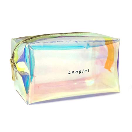 Longjet Holographic Makeup Bag Clear Cosmetic Bag Large Capacity Clear Toiletry Pouch