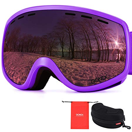 Gonex Kids Ski Goggles, Anti Fog 100% UV Protection Snow Goggles for Boys& Girls Children Toddler with Case
