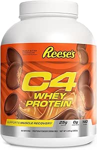 Cellucor C4 Whey Protein Powder, Reese’S Peanut Butter & Chocolate - 25g Protein, 0g Added Sugar, 140 Calories Per Serving, Supports Muscle Recovery, 66 Servings, Premium Whey for Post-Workout