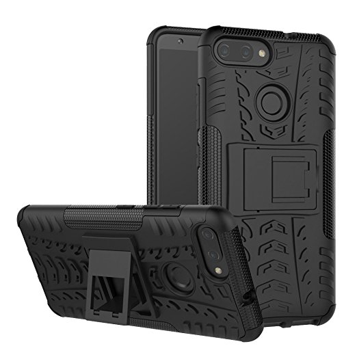 Zenfone Max Plus Case M1(ZB570TL),Mustaner Dual Layer Shock-Absorption Armor Cover Full-body Protective Case with Kickstand for Asus Max Plus (M1) ZB570TL (Black)