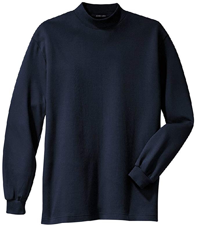 Joe's USA Men's Interlock Knit Mock Turtleneck in Sizes XS-6XL