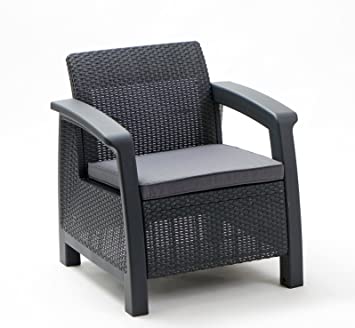 Keter 236049 Bahamas Outdoor Patio Armchair, Graphite