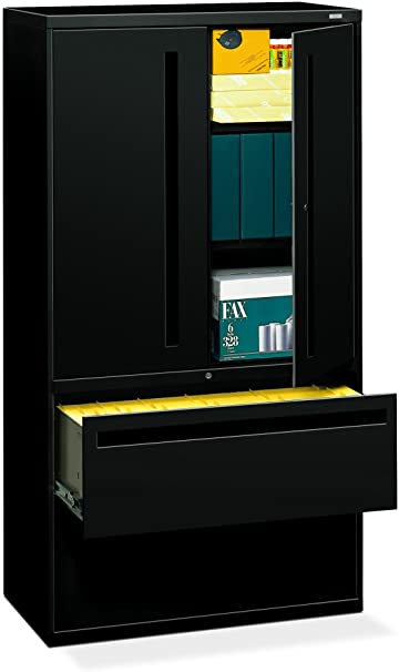 HON 2-Drawer with 3 Shelves Office Filing Cabinet - Brigade 700 Series Lateral File Cabinet, 36" Wide, Black (H795LS)