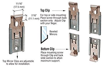 CRL Nickel Plated Adjustable Mirror Clip Set for 1/4" Beveled Mirror by CR Laurence