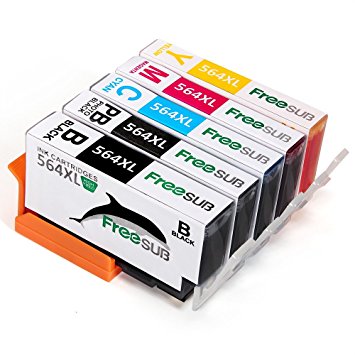 FreeSUB 5 Color Replacement For HP 564 564XL High Yield Ink Cartridges 5 Pack Compatible With HP Photosmart D7560 C6380 5520 6520 6510 7510 7520 7515 Premium C309A C410 OfficeJet 4620 Deskjet 3520