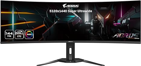 GIGABYTE - AORUS CO49DQ - 49" QD OLED - 5120x1440 DQHD 32:9-1800R - 144Hz - 0.03ms GTG - AMD FreeSync Premium Pro - Super Ultrawide - KVM - HDMI, DP, Type C - Height Adjustable - Black