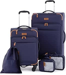 Wrangler 5 Piece Luggage & Travel Bags, Navy Blue