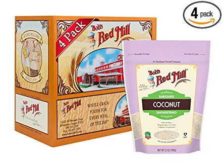 Bob's Red Mill Shredded Coconut (Unsweetened), 12-ounce (Pack of 4, Stand up Pouch)
