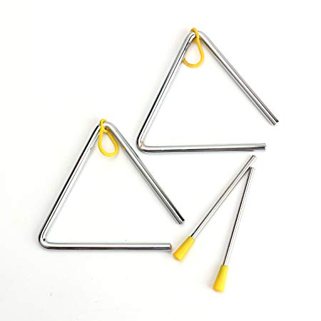 Foraineam Hand Percussion Instrument Triangles with Striker 2 Pack Triangle 5 Inch