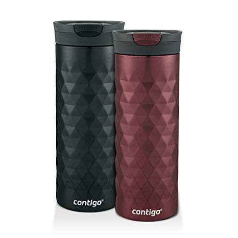 Contigo SnapSeal Kenton Travel Mugs, 20 oz, Black & Spiced Wine, 2-Pack