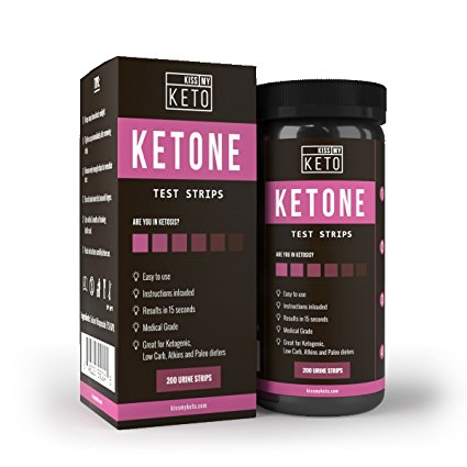 Kiss My Keto 200 Ketone Strips, Urine Test Sticks For Ketogenic, Atkins, Low Carb, Paleo, Diabetes Diets, Urinalysis Tester Kit, Monitor Weight Loss, Track Ketosis Levels By Measuring Fat Burning